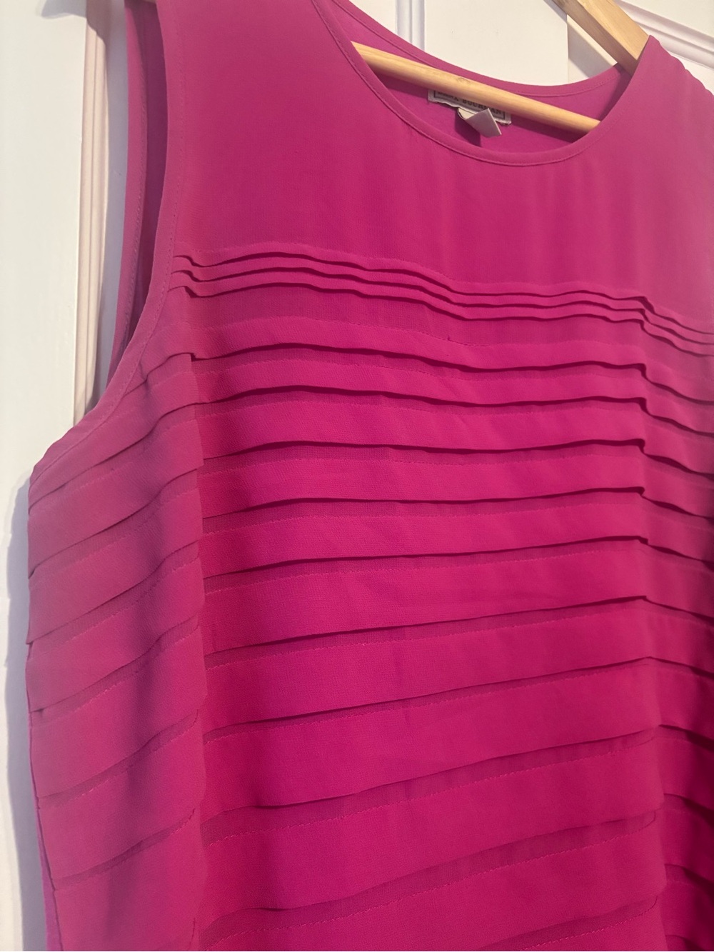 Dana Buchman Layered Pleat Sleeveless Shell - Raspberry - Picture 2 of 4